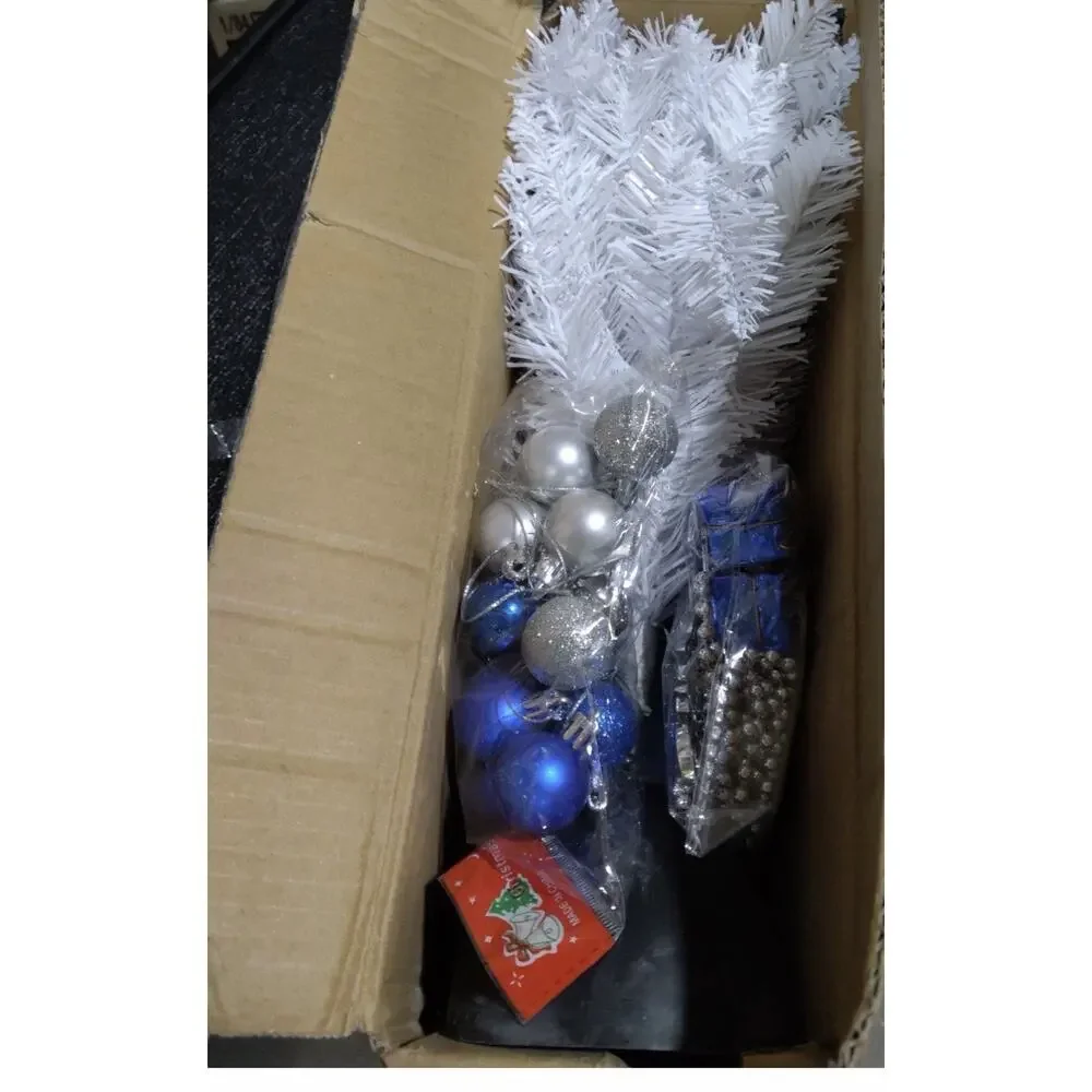 Small White Decorated Christmas Tree with Lights, 24 Inch Artificial
